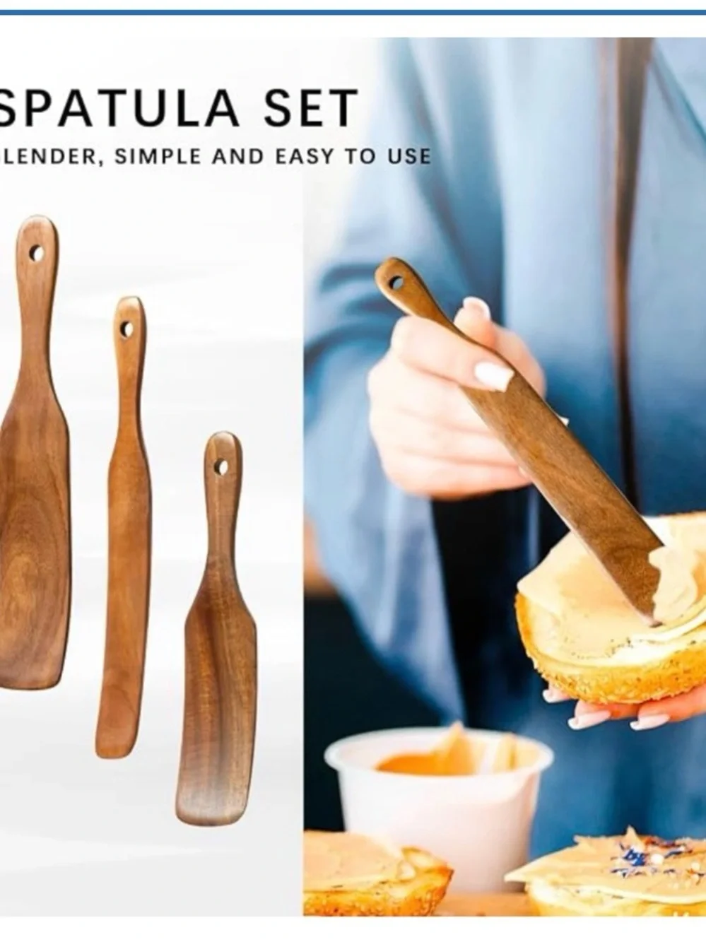 Teak Wooden Cooking 5 piece spatula Set - Brown